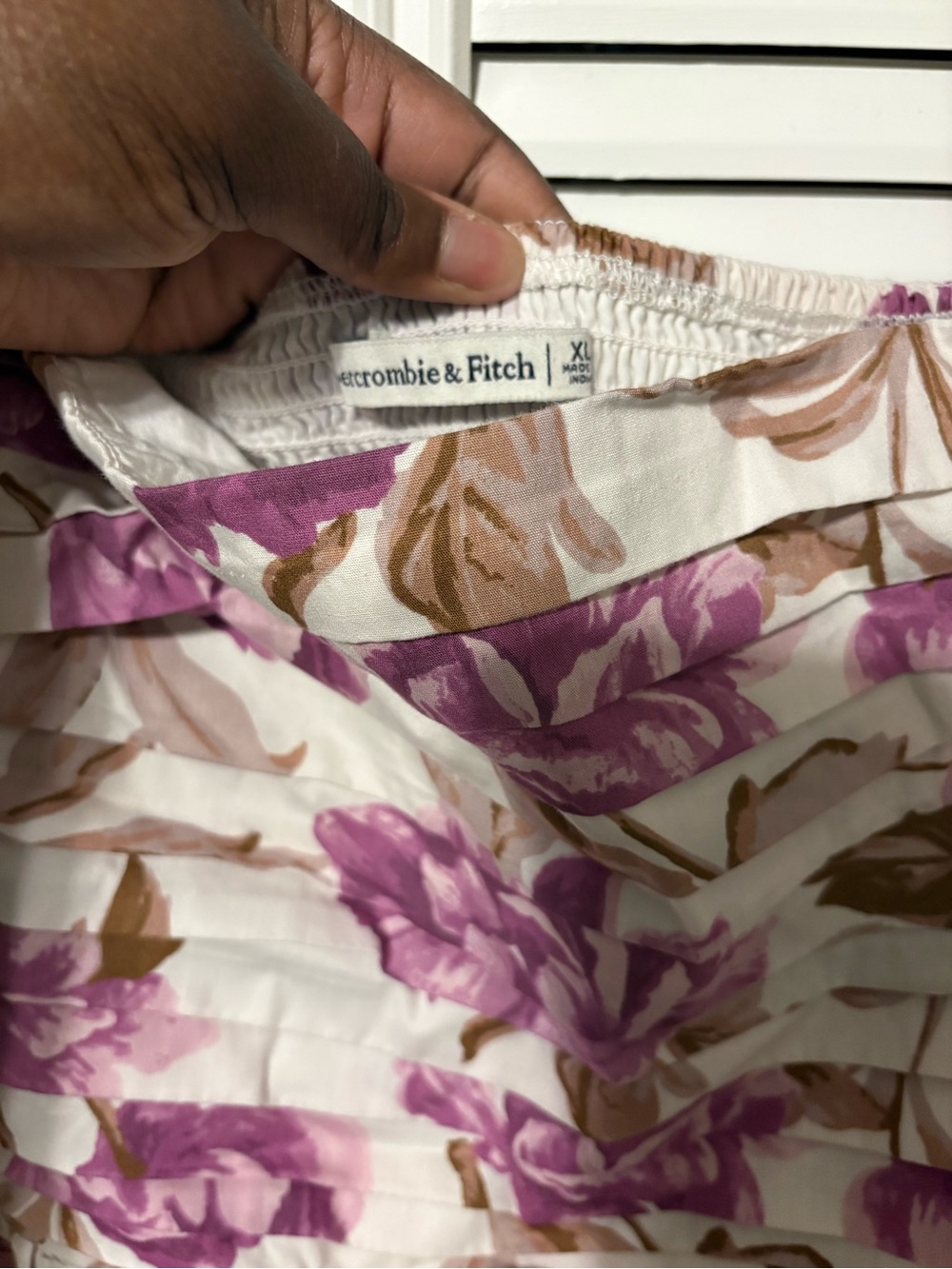 Abercrombie & Fitch Cream Midi Dress with Purple Floral Print - Picture 4 of 6
